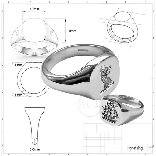 Bague sceau intaille argent - intaille,