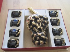 Vintage Grape Decor 8 Small Glasses and Bottle Slipper Liquor Box