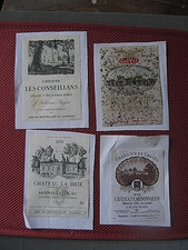 ++"1364"  LOT DE 4 ETIQUETTES DE VIN