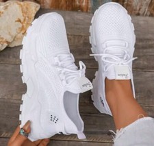 Chaussures de sport femme baskets blanches légères confortables respirantes