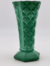 vintage czech malachite glass vase 4"