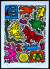 Keith Haring Lithographie Agréé COA " Pop Shop Tokyo " Signé Numéroté à Main