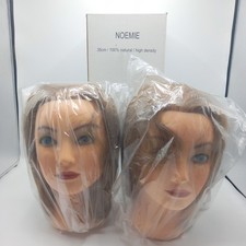 Tête d'étude pédagogique cheveux  100% naturels Lot de 2 Tête à coiffer