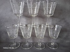 Vintage Lot ? 7 Wine Glasses / Cooked Wine ? Engraved Glass ? Antique