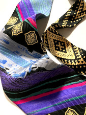 GIANNI VERSACE VINTAGE '90s BAROQUE ARTISTIC STRIPES TIE CREST ITALY PURPLE