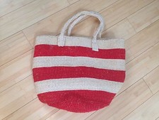 NEW JCREW Striped Straw Tote Bag Beach Bag One Size 