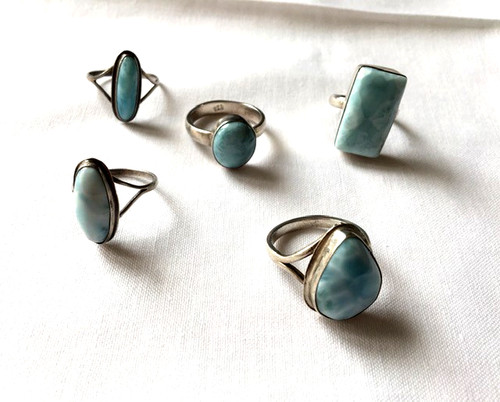 Bagues argent larimar - 5, et