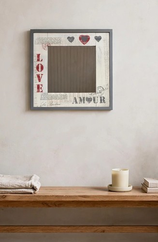 Miroir avec cadre bois - miroir, en