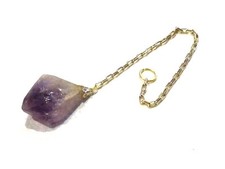 Gold Alloy Chain Amethyst Stone Pendulum