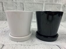 Ceramic Pots for Indoor Plants Ceramic Plant Pots Saucer Drainage Black White