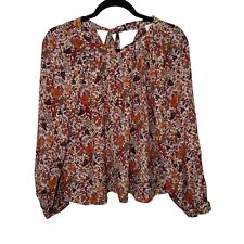 MADEWELL X KAREN WALKER  Women's Silk Gennaker Floral Boho Blouse Size Small