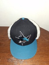 New Era  San Jose Sharks Ear Flap Toboggan Hat 7-1/2" winter NHL Fleece