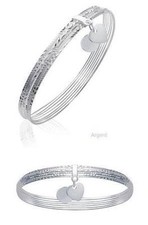 Bracelet Jonc Rhodié Sculptés Semainier 65 mm Argent Massif 925 de Dolly-Bijoux