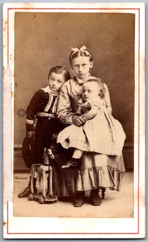 Cdv 1870 enfants cheval à - cdv,