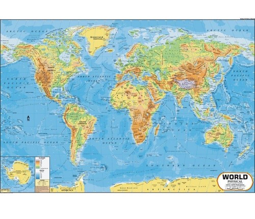 Carte monde physique - physique, (