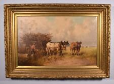 Antique Painting of a Pastoral Scene with Cows/Oxen by P. Schouten (1860-1922)