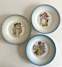 SAINT AMAND 3 Antique Childhood Dessert Plates - Napoleon