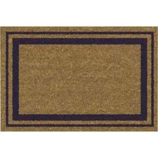 Paillasson Porte d'Entrée Tapis en Coco Naturel Semelle PVC 40x60 cm Bord Bleu