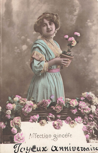 Affection femme elegante - cp,