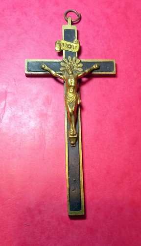 Ancien crucifix bronze - , laiton