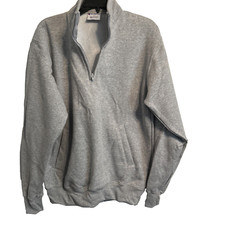 Champion Men's 1/4 Zip Pull Over Sweatshirt, Grey, Medium