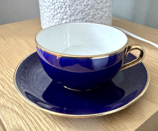 Tasse a Chocolat avec  Soucoupe Bleu Cobalt En Faïence De Longwy