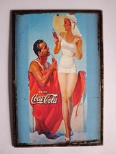 Plaque métal COCA COLA couple Dim.17,5x11,5cm