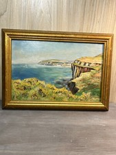 Oil painting on cardboard frame gold wood contemporary artist