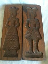 2 Folk Art Wooden Speculos Cookie Molds