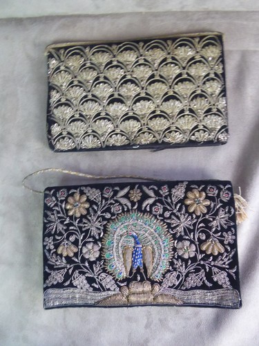Sac main décor de paon - a,