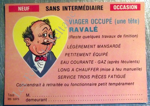 Carte postale humour - carte, viager
