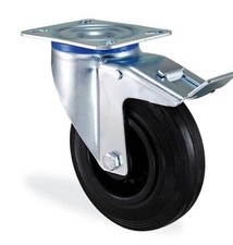 Roulette pivotante à frein caoutchouc noir 125mm charge 100kg