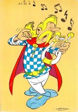 CARTE POSTALE ILLUSTRATION ASTERIX Assurancetourix le barde