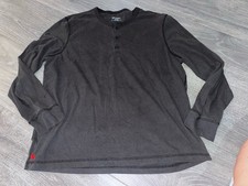 Untuckit Grassi Henley Shirt Mens Sz XL Black Long Sleeve Double Face Tee
