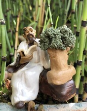FIGURINE ASIATIQUE TAILLEUR DE BONSAÏS DÉCORATION POUR BONSAÏ, JARDIN ZEN