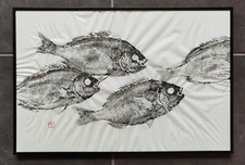 Original Gold Bank Print, Original Gold Gyotaku Framed Gold