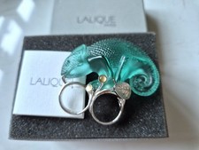 Lalique Mint Cameleon Lizard Double Ring Sterling Silver NIB Orig £1600