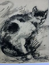 MOULIS Alexandre 1889 - 1973 & Le Chat & Aquarelle & Crayon & Dessin & Peinture 