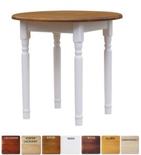 Table ronde en pin table à manger bois table de cuisine blanc massif miel...