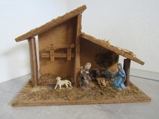 Crèche de Noël en bois vintage 80's Made in Italy