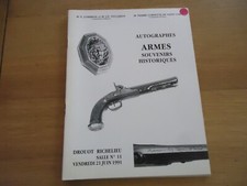 1991 DROUOT AUCTION CATALOG TEST WEAPONS PISTOL GENDARMERIE SABRE