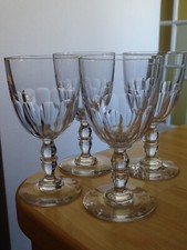 4 ANCIENS VERRES A EAU CRISTAL STYLE BACCARAT DOUBLE BALUSTRE HT 15 CM