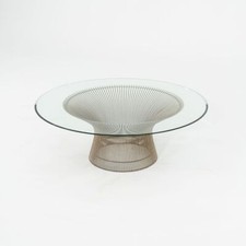 1960s Warren Platner for Knoll 36" Round Coffee Table in Steel with Glass Top