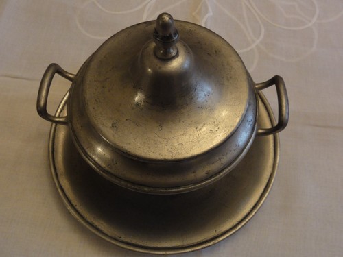 Soupiere etain avec plat - etain,