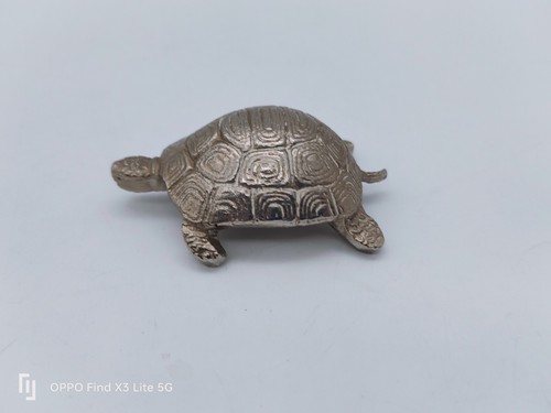 Tortue métal argenté 6cm - en,