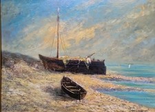 Ancien Tableau Huile Panneau