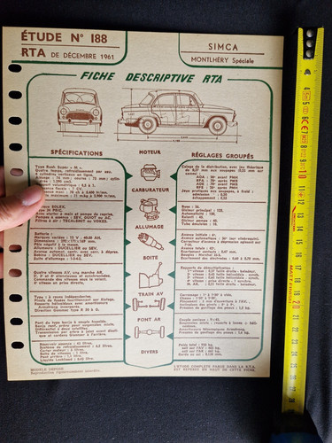 Simca p60 montlhery fiche - p60, :fiche
