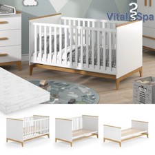 Lit enfant Lit bébé Lit junior Malia blanc chêne 70x140 cm Matelas VitaliSpa