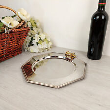 Large Vintage Hand Painted Wooden Round Tray Serving Dish Venice Italy