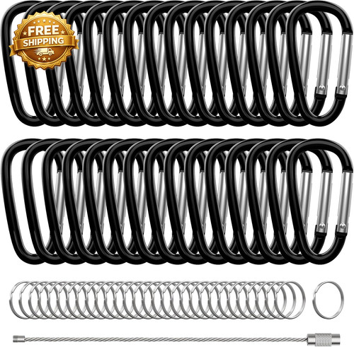 30pcs aluminum carabiner clips - aluminum,